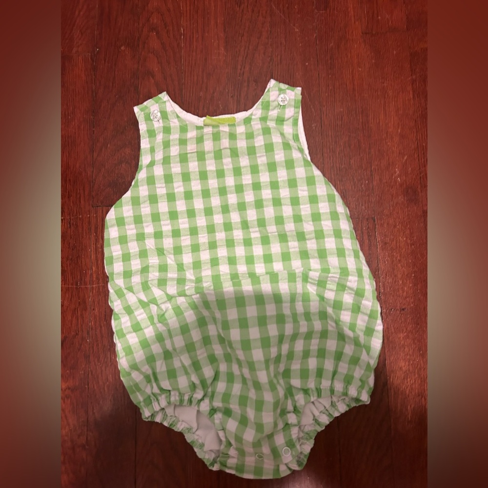 Classic Whimsy Boys Green Gingham Bloomer Size 2t